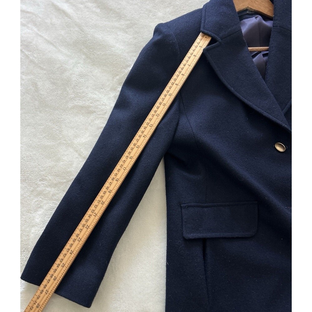 J G Hook Vintage Merino Wool Coat Sz 10 Navy Long Tailored Classic Gold Buttons - Picture 12 of 15